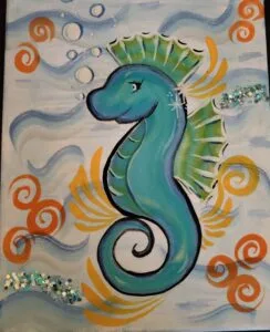 Merihevonen seahorse painting